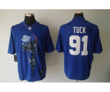 nike nfl jerseys new york giants #91 tuck blue[helmet tri-blend limited]