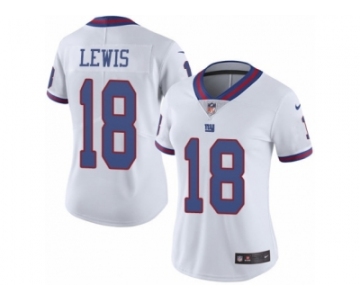 Women Nike New York Giants #18 Roger Lewis Limited White Rush Vapor Untouchable NFL Jersey
