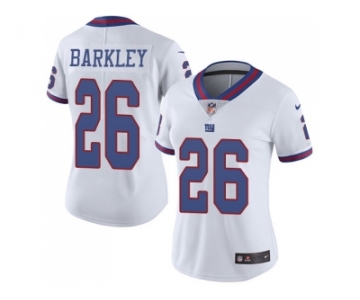 Women Nike New York Giants #26 Saquon Barkley White Stitched NFL Limited Rush Jersey