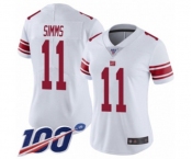 Women's New York Giants #11 Phil Simms White Vapor Untouchable Limited Player 100th Season Football Jersey