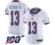 Women's New York Giants #13 Odell Beckham Jr Limited White Rush Vapor Untouchable 100th Season Football Jersey