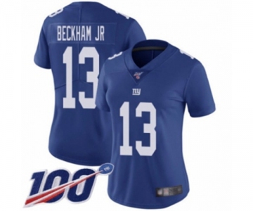 Women's New York Giants #13 Odell Beckham Jr Royal Blue Team Color Vapor Untouchable Limited Player 100th Season Football Jersey