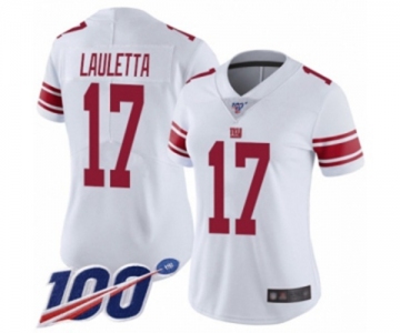 Women's New York Giants #17 Kyle Lauletta White Vapor Untouchable Limited Player 100th Season Football Jersey