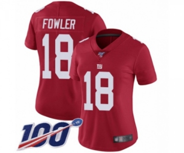 Women's New York Giants #18 Bennie Fowler Red Limited Red Inverted Legend 100th Season Football Jersey