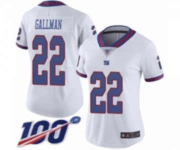 Women's New York Giants #22 Wayne Gallman Limited White Rush Vapor Untouchable 100th Season Football Jersey