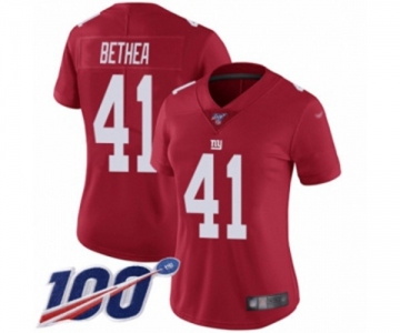 Women's New York Giants #41 Antoine Bethea Red Limited Red Inverted Legend 100th Season Football Jersey