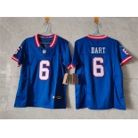 Women's New York Giants #6 Jaxson Dart Blue F.U.S.E. Throwback Limited Stitched Jersey Women's New York Giants #6 Jaxson Dart Blue F.U.S.E. Throwback Limited Stitched Jersey
