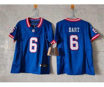Women's New York Giants #6 Jaxson Dart Blue F.U.S.E. Throwback Limited Stitched Jersey