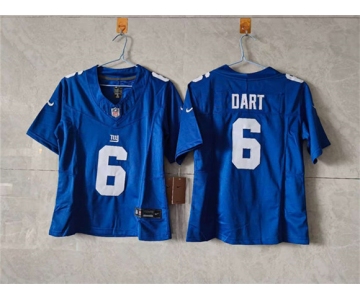 Women's New York Giants #6 Jaxson Dart Blue F.U.S.E. Vapor Limited Stitched Jersey