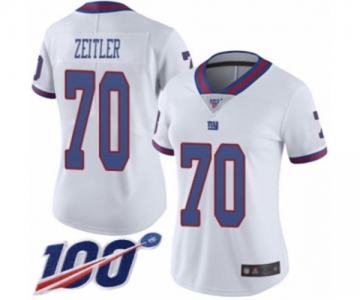 Women's New York Giants #70 Kevin Zeitler Limited White Rush Vapor Untouchable 100th Season Football Jersey