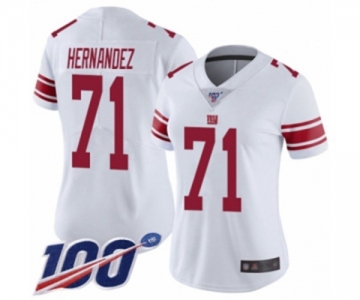 Women's New York Giants #71 Will Hernandez White Vapor Untouchable Limited Player 100th Season Football Jersey