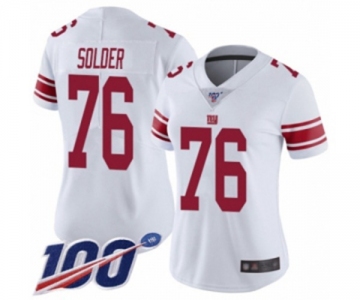 Women's New York Giants #76 Nate Solder White Vapor Untouchable Limited Player 100th Season Football Jersey