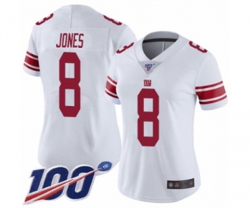 Women's New York Giants #8 Daniel Jones White Vapor Untouchable Limited Player 100th Season Football Jersey
