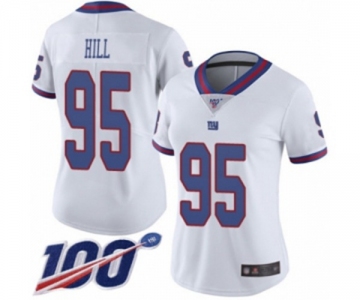 Women's New York Giants #95 B.J. Hill Limited White Rush Vapor Untouchable 100th Season Football Jersey
