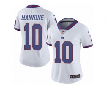 Women's Nike New York Giants #10 Eli Manning Limited White Rush NFL Jersey
