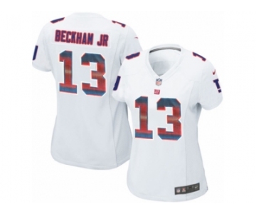 Women's Nike New York Giants #13 Odell Beckham Jr Limited White Strobe NFL Jersey
