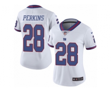 Women's Nike New York Giants #28 Paul Perkins Limited White Rush NFL Jersey