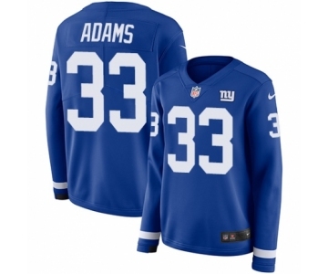 Women's Nike New York Giants #33 Andrew Adams Limited Royal Blue Therma Long Sleeve NFL Jersey