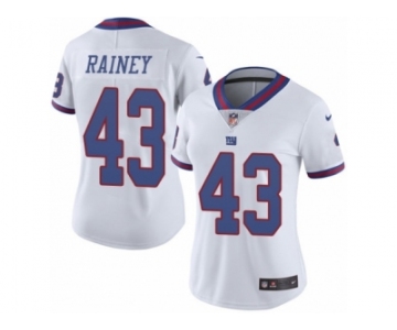 Women's Nike New York Giants #43 Bobby Rainey Limited White Rush NFL Jersey