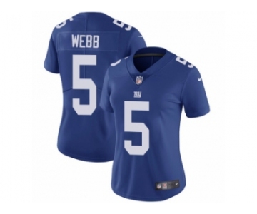 Women's Nike New York Giants #5 Davis Webb Vapor Untouchable Limited Royal Blue Team Color NFL Jersey