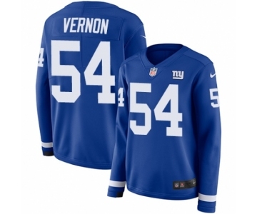 Women's Nike New York Giants #54 Olivier Vernon Limited Royal Blue Therma Long Sleeve NFL Jersey