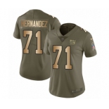Women's Nike New York Giants #71 Will Hernandez Limited Olive Gold 2017 Salute to Service NFL Jersey