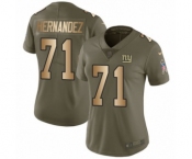 Women's Nike New York Giants #71 Will Hernandez Limited Olive Gold 2017 Salute to Service NFL Jersey