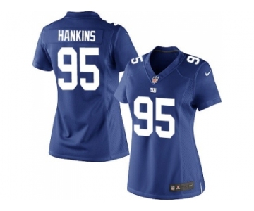 Women's Nike New York Giants #95 Johnathan Hankins Elite Royal Blue Jersey