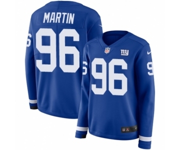 Women's Nike New York Giants #96 Kareem Martin Limited Royal Blue Therma Long Sleeve NFL Jersey
