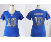 nike women nfl jerseys new york giants #10 manning blue[刺绣亮片]