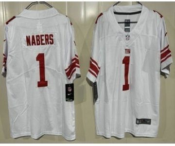 Youth New York Giants #1 Malik Nabers Limited White Vapor Jersey