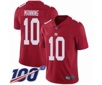 Youth New York Giants #10 Eli Manning Red Limited Red Inverted Legend 100th Season Football Jersey