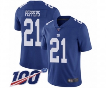Youth New York Giants #21 Jabrill Peppers Royal Blue Team Color Vapor Untouchable Limited Player 100th Season Football Jersey