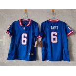 Youth New York Giants #6 Jaxson Dart Blue 2025 Draft F.U.S.E. Throwback Untouchable Limited Stitched Jersey Youth New York Giants #6 Jaxson Dart Blue 2025 Draft F.U.S.E. Throwback Untouchable Limited Stitched Jersey
