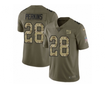 Youth Nike New York Giants #28 Paul Perkins Limited Olive Camo 2017 Salute to Service NFL Jersey