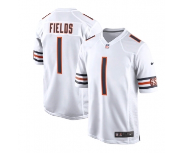 Men's Nike Chicago Bears #1 Justin Fields Game White 2021 New NFL Jersey