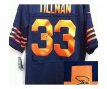 nike nfl jerseys chicago bears #33 charles tillman blue [orange number Elite signature]