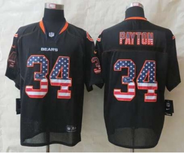 nike nfl jerseys chicago bears #34 payton black[Elite USA flag fashion]