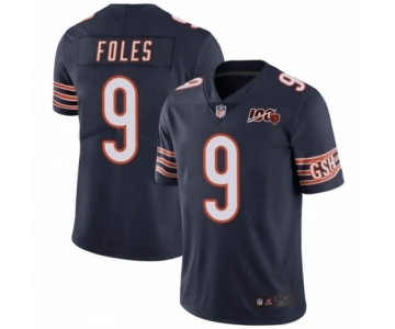Men Nick  #9 Foles Chicago Bears Limited 100th Season Navy Jersey