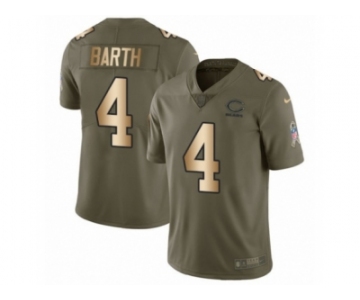 Men Nike Chicago Bears #4 Connor Barth Limited Olive Gold Salute to Service NFL Jersey
