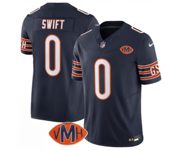 Men's Chicago Bears #0 D'Andre Swift Navy 2025 F.U.S.E. With VMH Patch Vapor Untouchable Limited Football Stitched Jersey