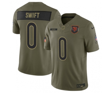 Men's Chicago Bears #0 D'Andre Swift Olive 2025 Salute to Service Limited Football Stitched Jersey