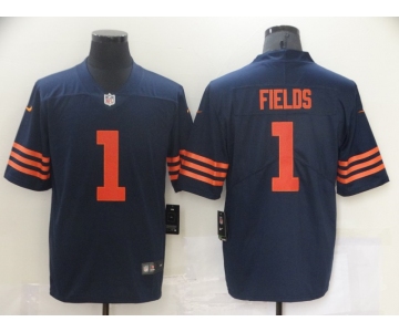 Men's Chicago Bears #1 Justin Fields Nike Navy 2021 Draft First Round Pick Alternate Limited Jersey