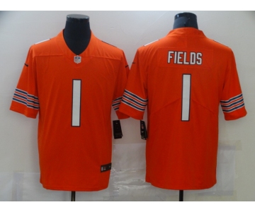 Men's Chicago Bears #1 Justin Fields Nike Orange 2021 NFL Draft First Round Pick Alternate Limited Jersey