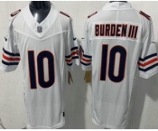 Men's Chicago Bears #10 Luther Burden III Limited White FUSE Vapor Jersey