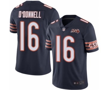 Men's Chicago Bears #16 Pat O'Donnell Navy Blue Team Color 100th Season Limited Football Jersey