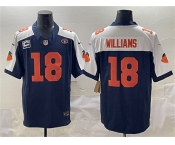 Men's Chicago Bears #18 Caleb Williams Navy White F.U.S.E. With 1-star C Patch And No. 51 Patch Throwback Football Stitched Jersey