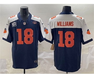 Men's Chicago Bears #18 Caleb Williams Navy White F.U.S.E. With 1-star C Patch And No. 51 Patch Throwback Football Stitched Jersey