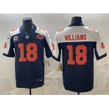 Men's Chicago Bears #18 Caleb Williams Navy White F.U.S.E. With 1-star C Patch And VMH Patch Throwback Limited Football Stitched Jersey Men's Chicago Bears #18 Caleb Williams Navy White F.U.S.E. With 1-star C Patch And VMH Patch Throwback Limited Football Stitched Jersey