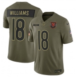 Men's Chicago Bears #18 Caleb Williams Olive 2025 Salute to Service Limited Football Stitched Jersey